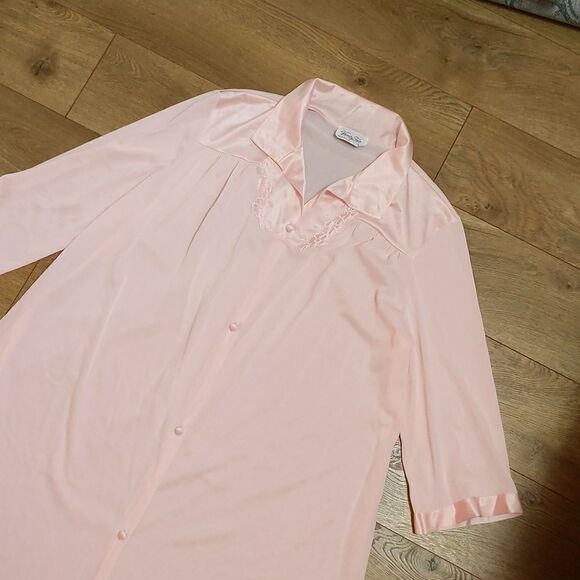 Vanity Fair light pink nylon gown house coat robe L - Picture 2 of 10